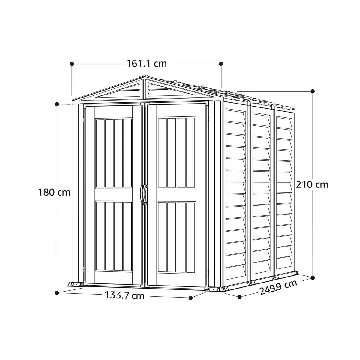 Duramax Aluminium & Vinyl Plastic Storage Shed (Ivory, 250 x 161 x 210 cm)