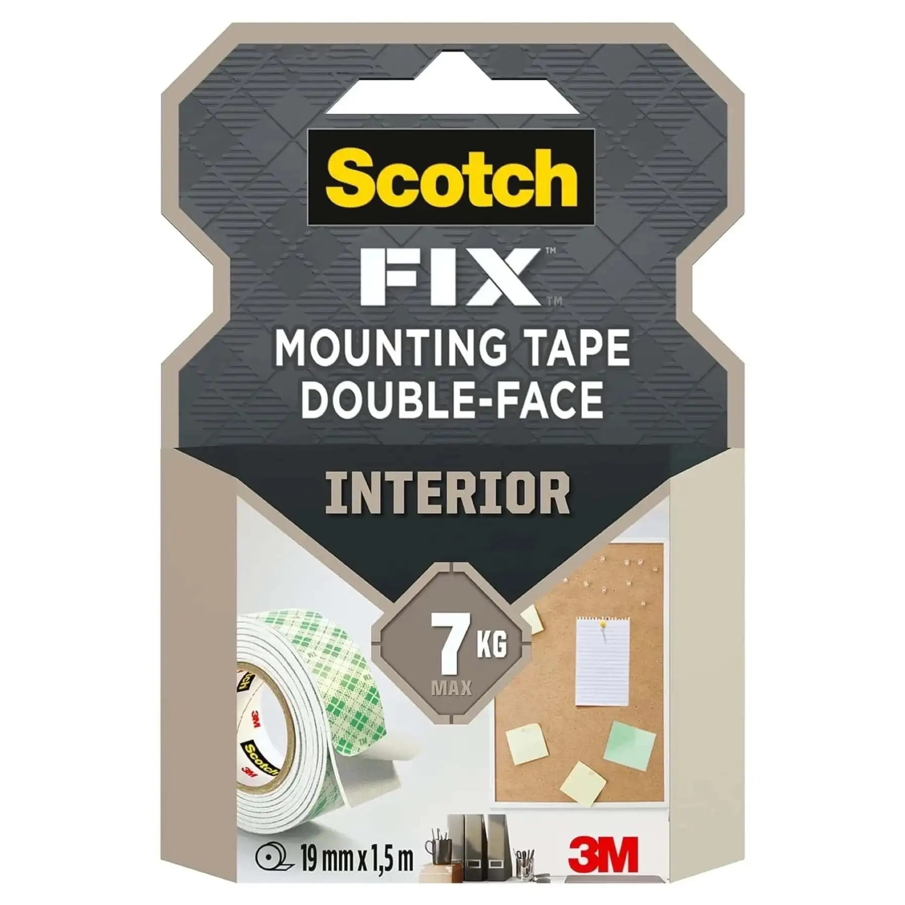 Scotch Fix Double-Face Interior Mounting Tape (19 mm x 1.5 m, Pack Of 2)