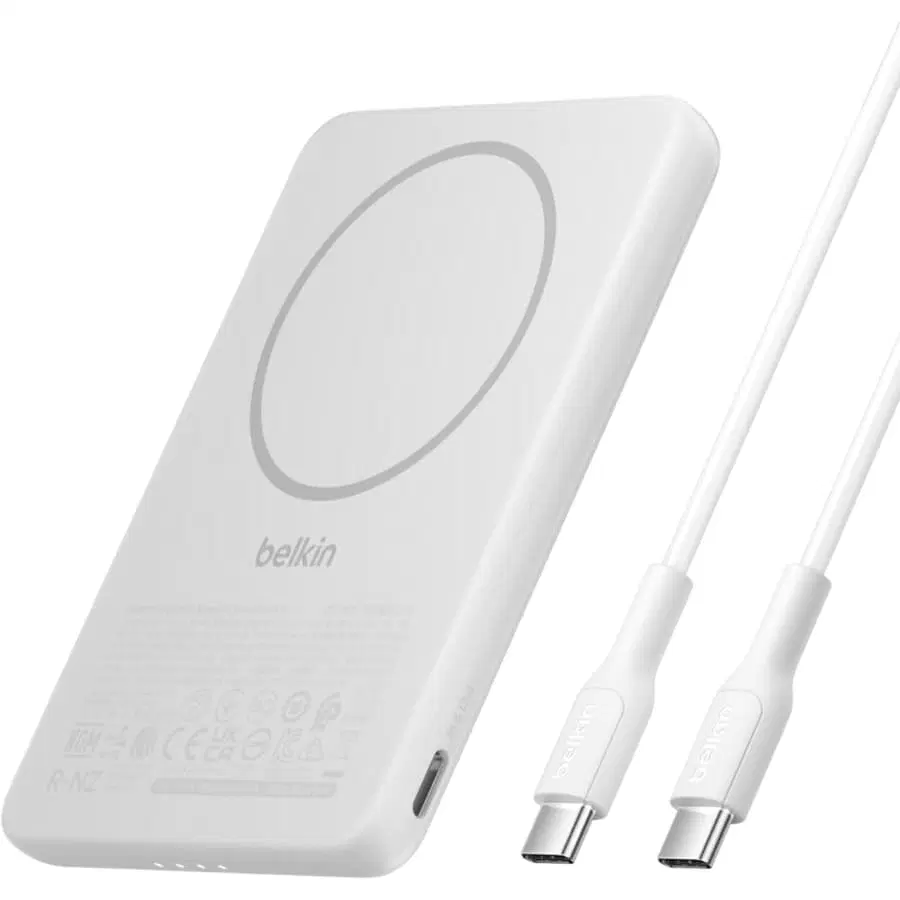 Belkin Slim Magnetic Power Bank (White, 5.000 mAh, 7.5 W)