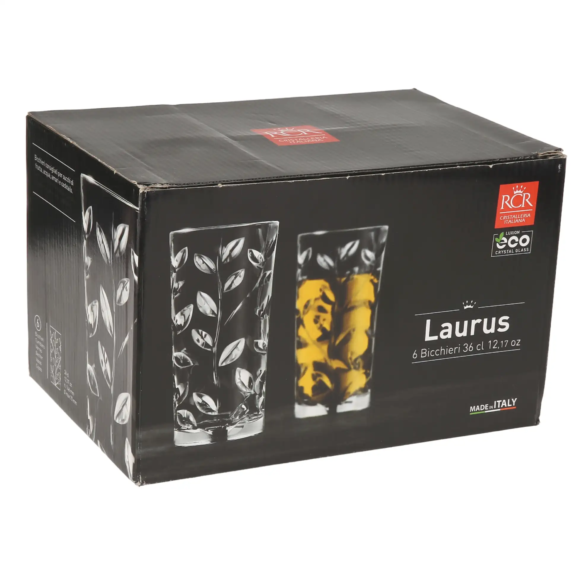 RCR Laurus Crystal Highball Tumbler Set (360 ml, 6 Pc.)