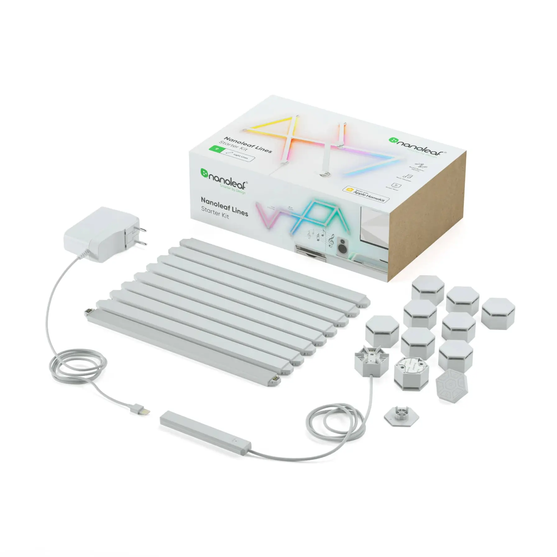 طقم أشرطة إضاءة ذكية LED ببادئ تشغيل نانو ليف لاينز (9 قطع)