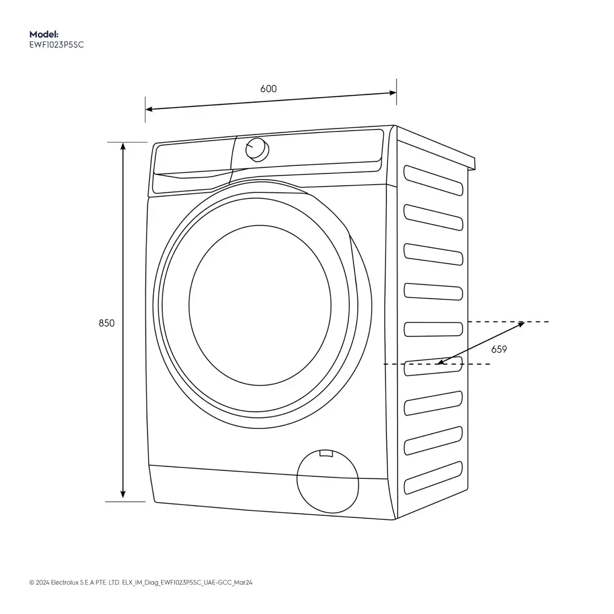 Electrolux Ultimate Care 500 Freestanding 10 Kg Front Load Washing Machine, EWF1023P5SC (1200 rpm)