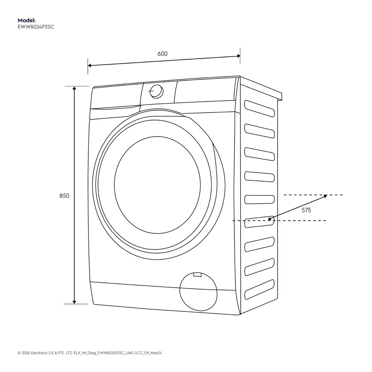 Electrolux Ultimate Care 300 Freestanding Washer Dryer, EWW8024P3SC (8 Kg Wash, 5 K Dry, 1200 rpm)