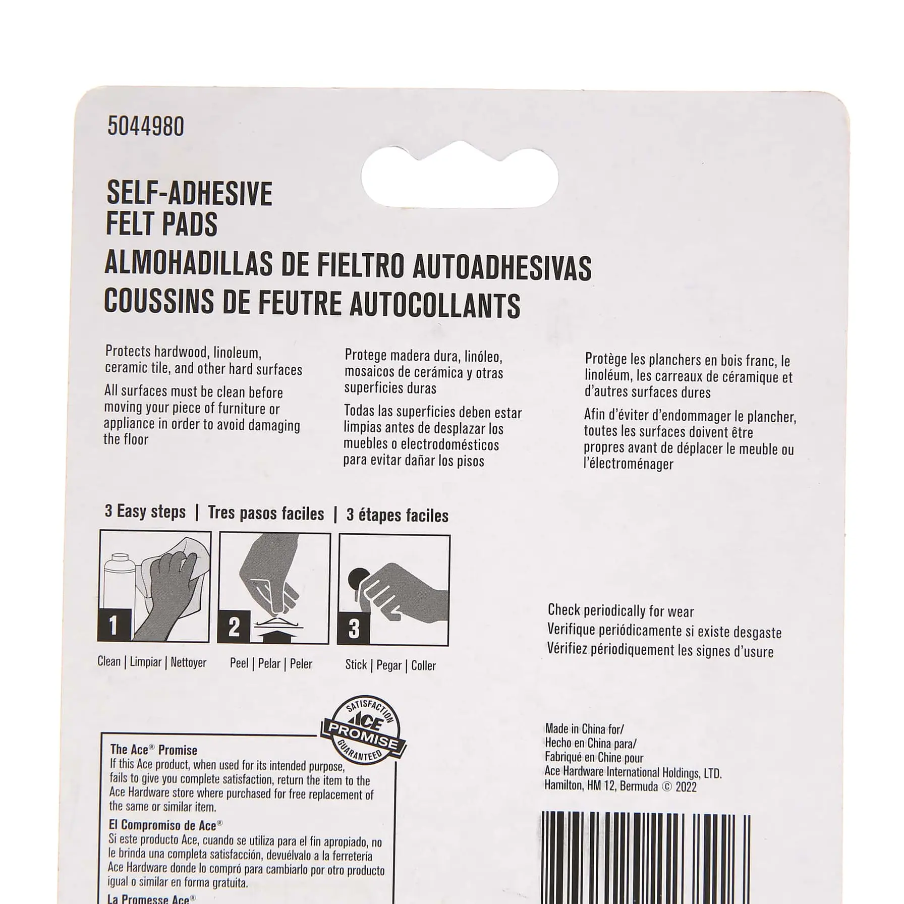 Ace Round Self-Adhesive Protective Felt Pads (3.81 cm, Beige)