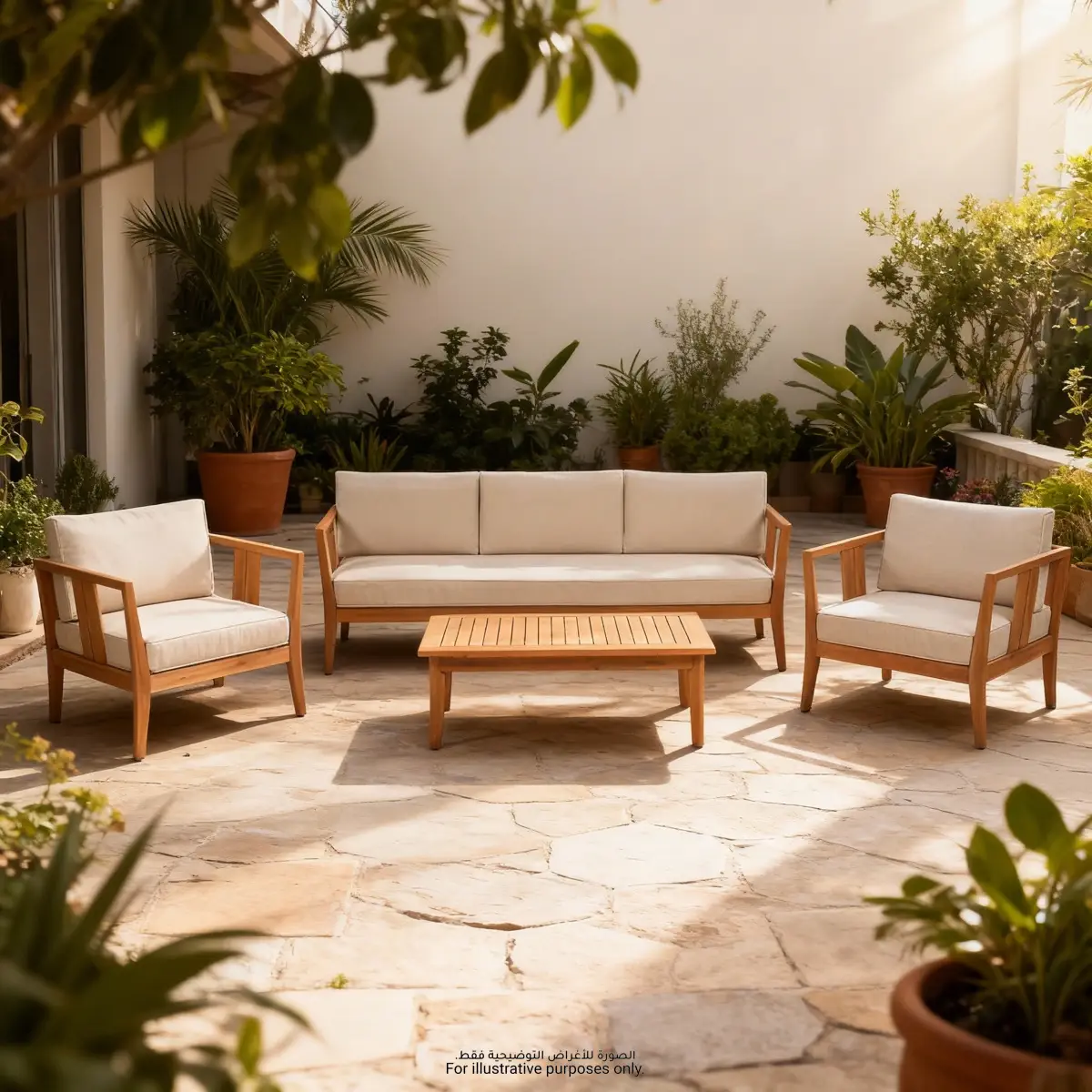 Living Accents Nicholson 5-Seater Acacia Wood Outdoor Sofa Set (184 x 68 x 61.5 cm)