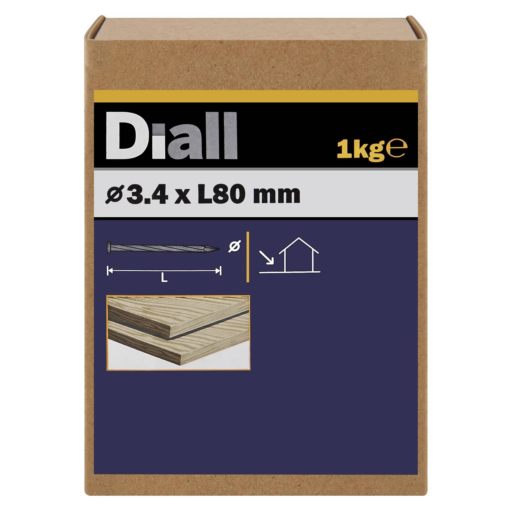 Diall Galvanised Carbon Steel Twisted Nail Pack (80 x 3.4 mm)