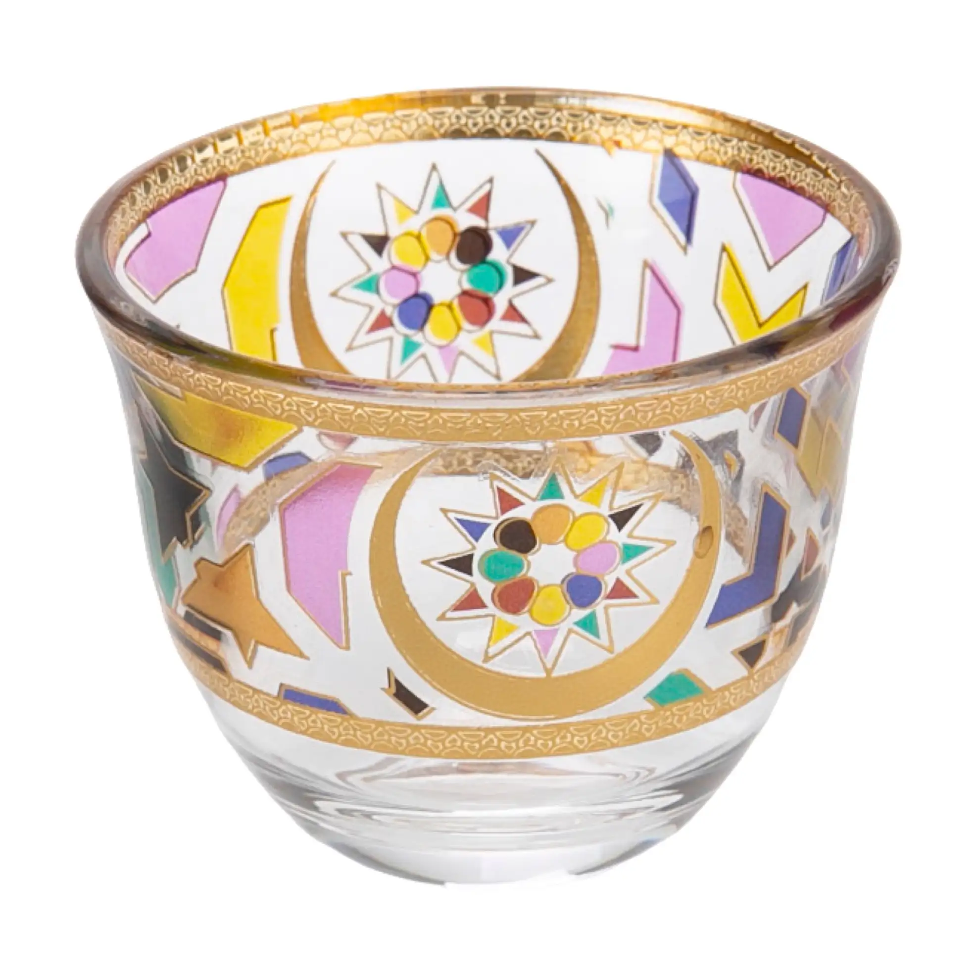 Orchid Multicolor Glass Arabic Coffee Cup Set (80 ml, 12 Pc.)