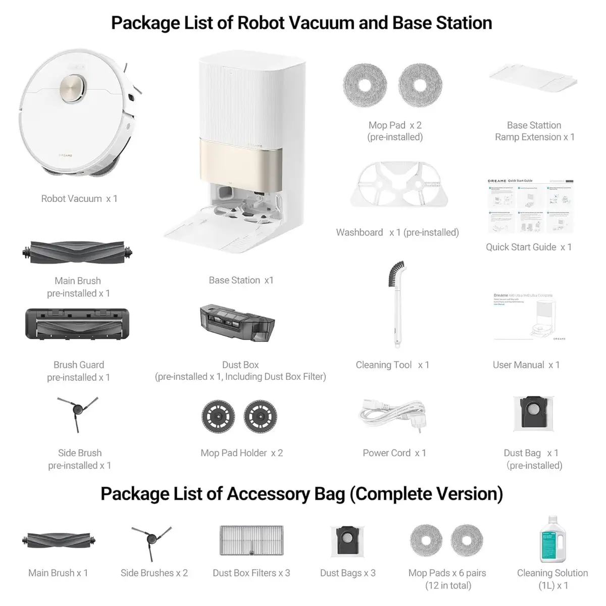 Dreame X40 Ultra Complete Wet & Dry Robot Vacuum, RLX63CE-2/X40 ULTRA (300 ml, 75 W)