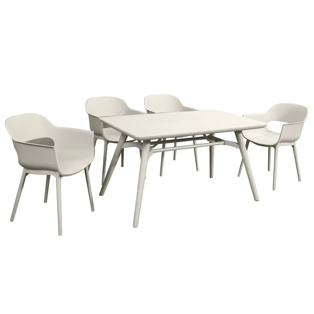 Rio 4-Seater Injected Plastic Dining Table Set (Beige, 59 x 59 x 86 cm)