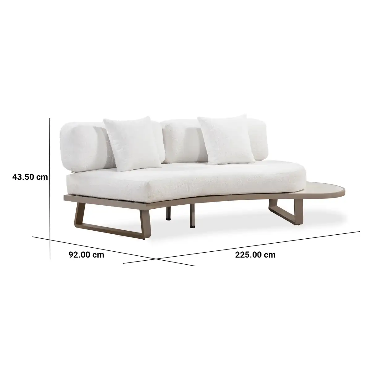 Pebble Curve 4-Seater Outdoor Sofa Set W/Cushions (219.5 x 98.5 x 63.5 cm)