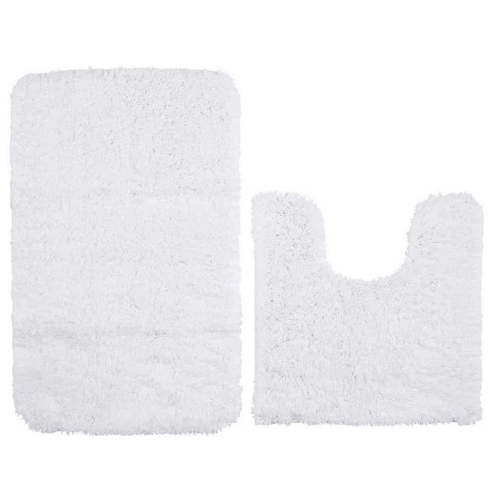 Truebell Value Bath Mat & Contour Mat Set (White)