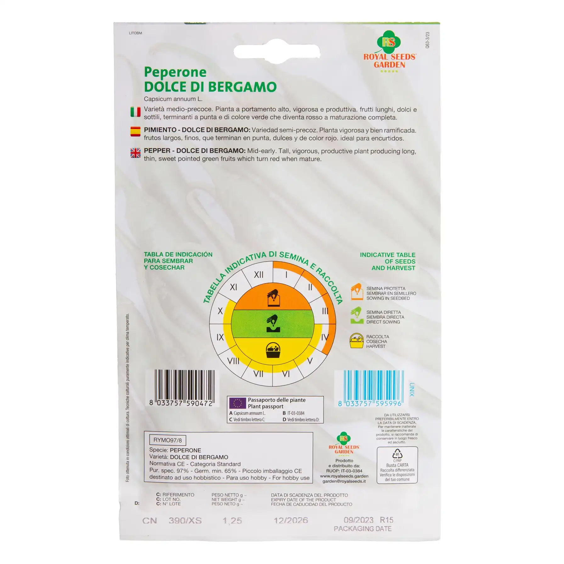 Royal Seeds Dolce Di Bergamo Pepper Seeds