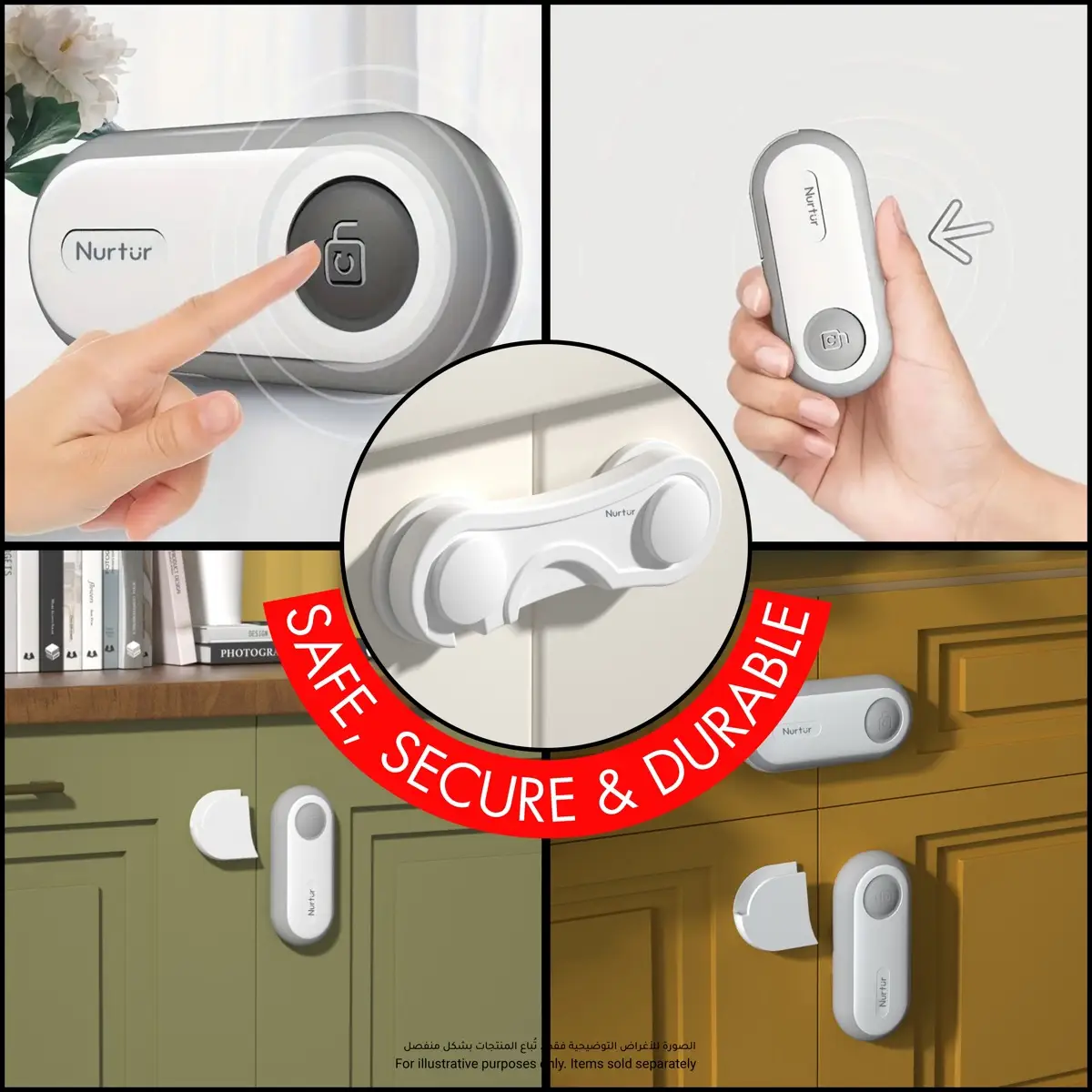 Nurtur Adjustable Child Safety Cabinet Lock (10 x 4.5 x 1.5 cm)