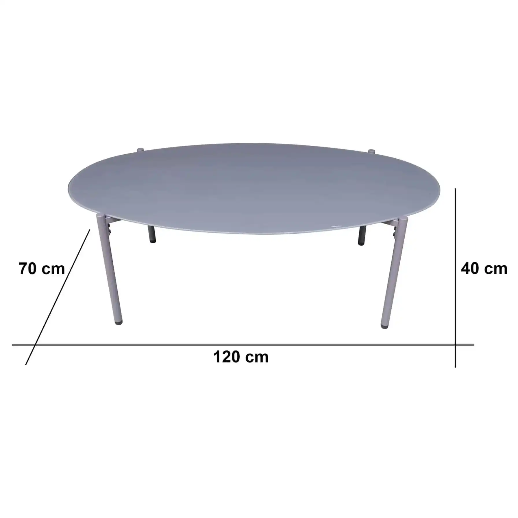 Tallinn Glass Top Metal Coffee Table (120 x 70 x 40 cm)