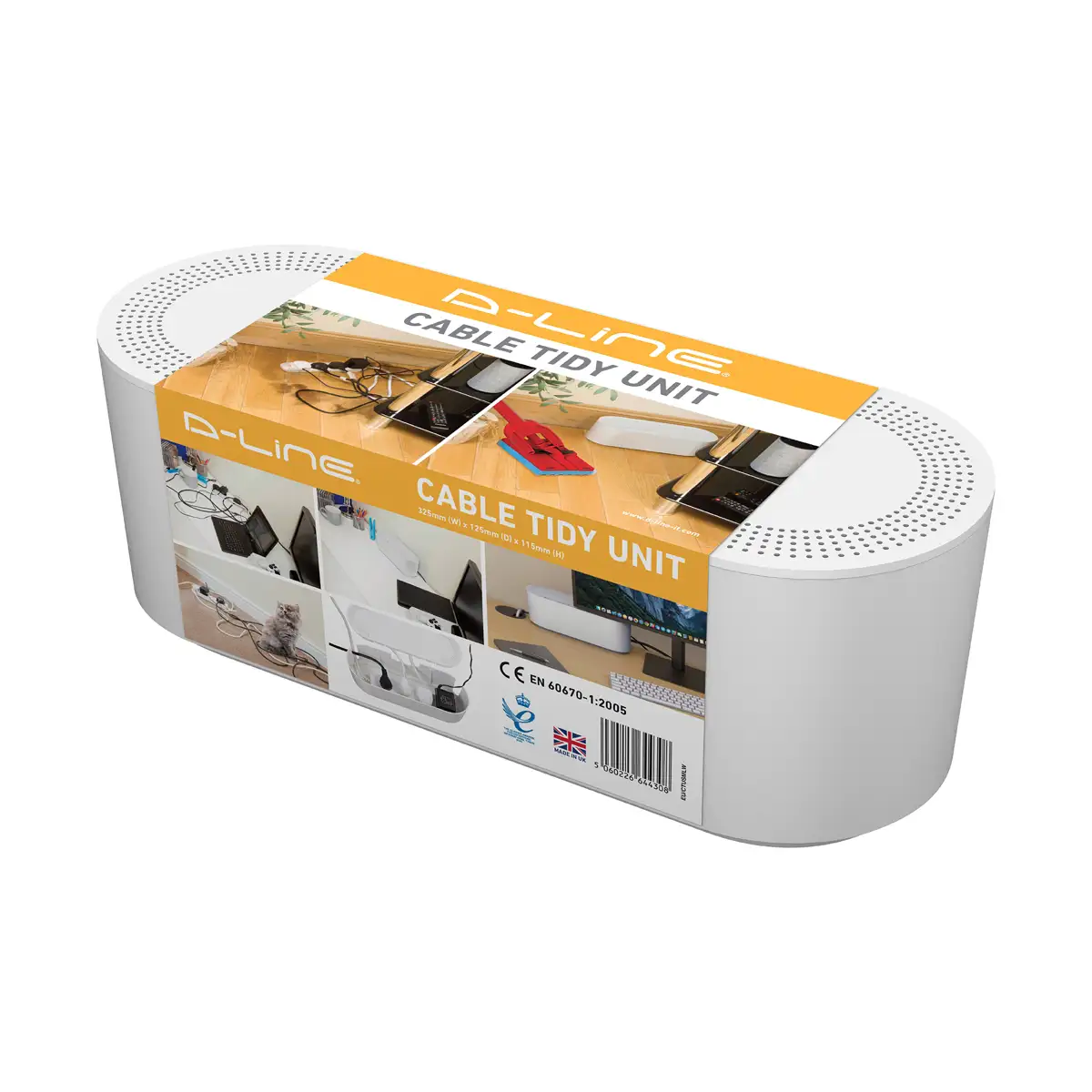 D-Line Cable Tidy Unit, DL-0005 (Small, White, 32.85 x 12.7 x 11.43 cm)