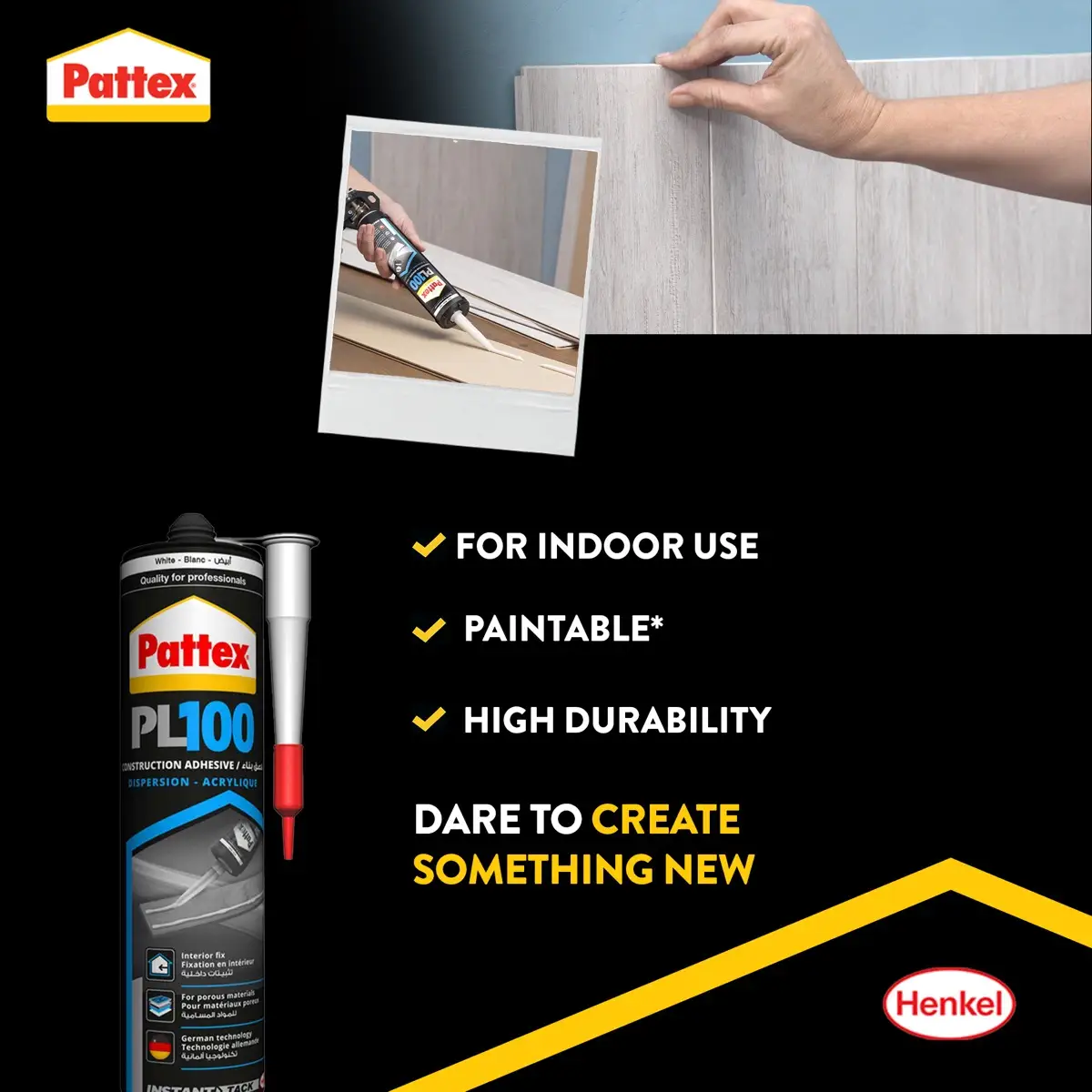 Pattex PL 100 Water Based Construction Adhesive (380 g)