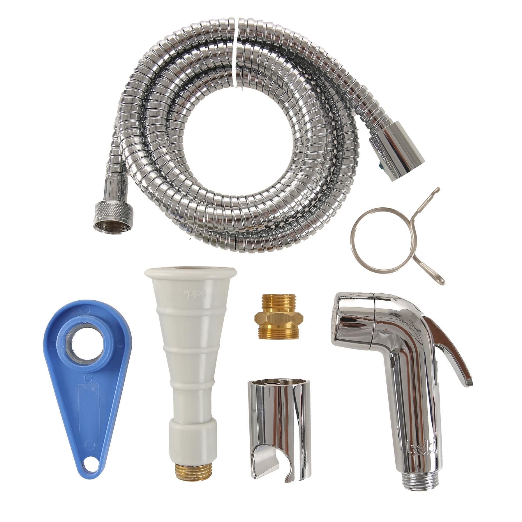 Bold Aquaone Travel Shattaf Bidet Spray and Steel Hose Set (200 cm, Gray/Silver)