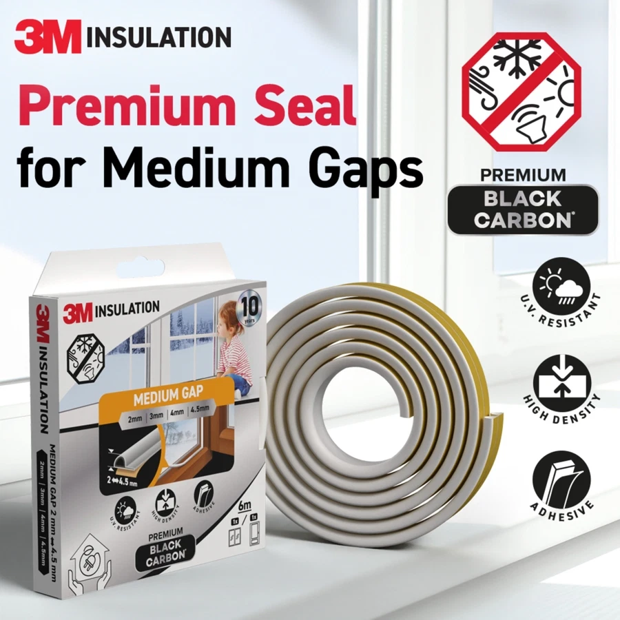 3M Premium Insulation Seal Tape (Medium Gap, White, 6 m)
