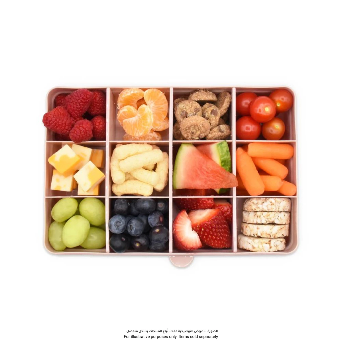 Melii 12-Compartments Plastic Snackle Box (Vintage Rose, 1.3 L)
