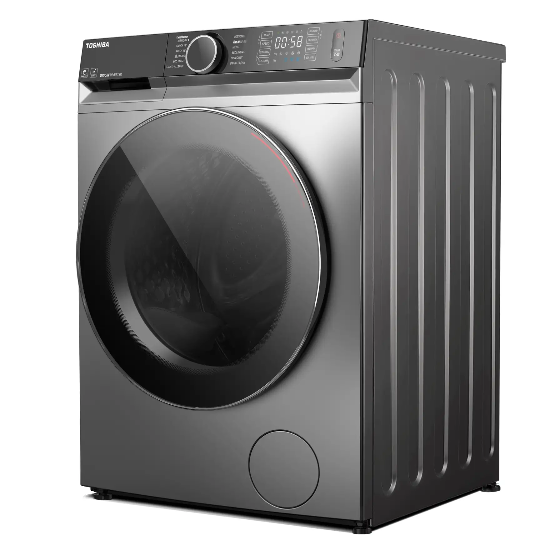 Toshiba Free-standing 2 Door Refrigerator GRRT468WE-PM (338 L) + Free Standing Washing Machine Front Load TW-BK100GF4B(SK) (10 Kg) 