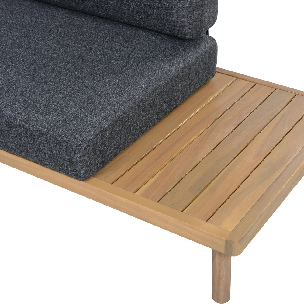 Living Accents Lugano Acacia Wood Corner Sofa Set (225 x 72 x 65 cm)