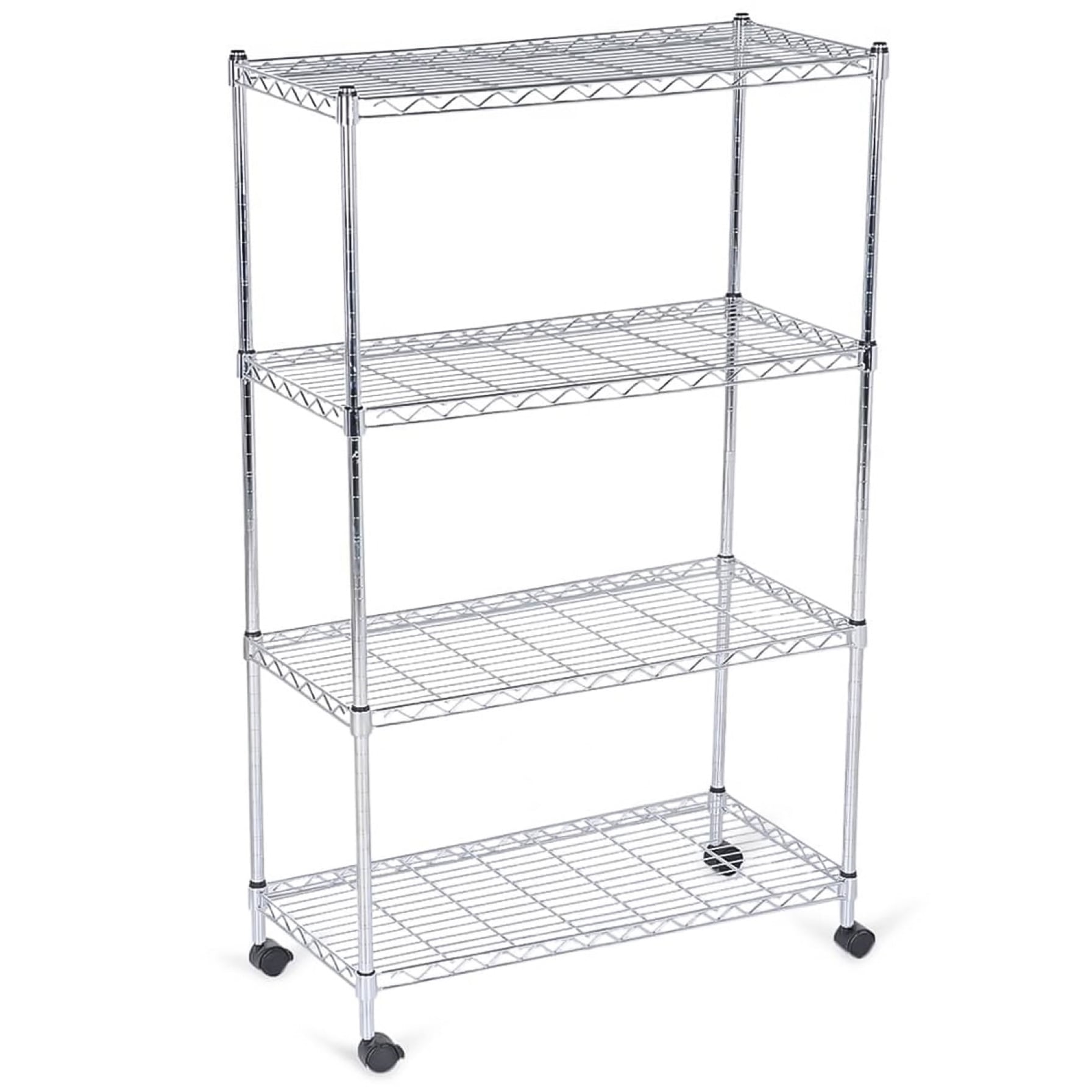 Mobile 4-Shelf Storage Unit W/Wheels (76 x 36 x 120 cm, Silver)