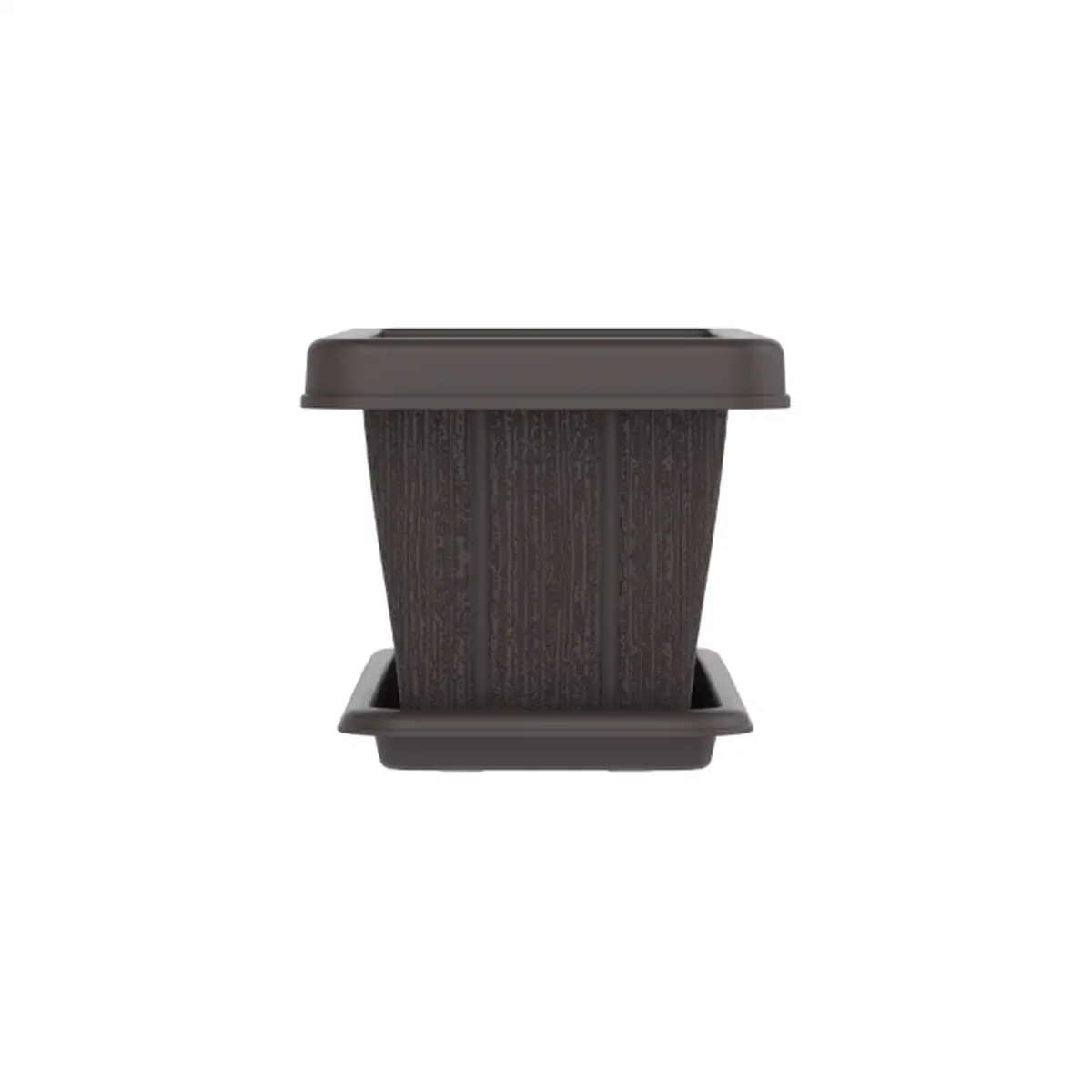 Cosmoplast Cedargrain Rectangular Plant Pot W/Tray (36 L, Dark Brown)