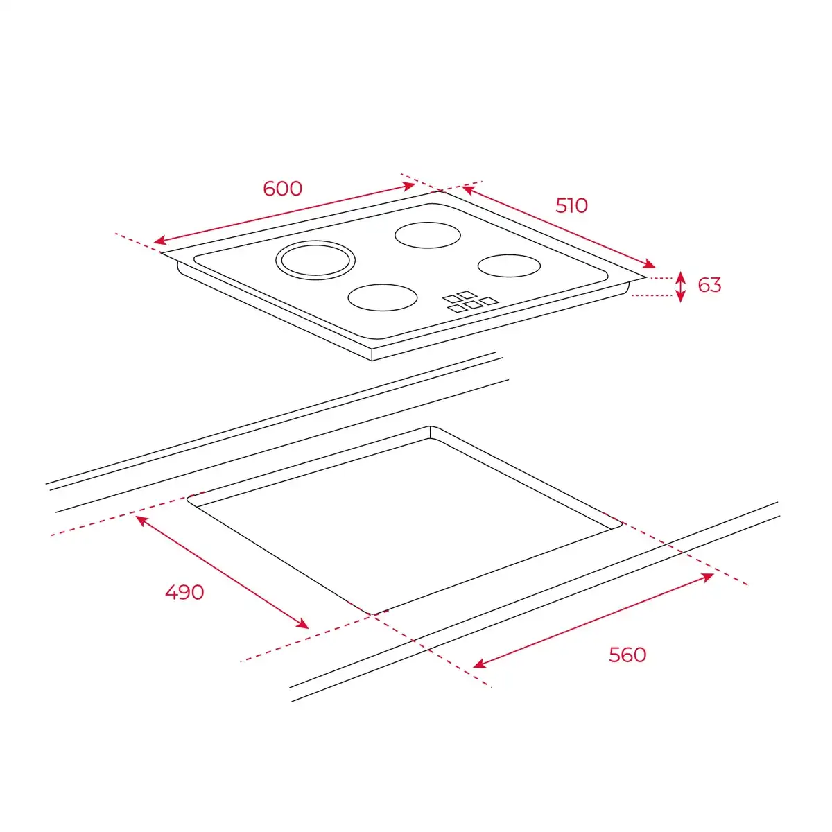 Teka Built-In 4 Zone Vitroceramic Electric Hob, TZ 6415 ( 56 x 49 x 5.1 cm)