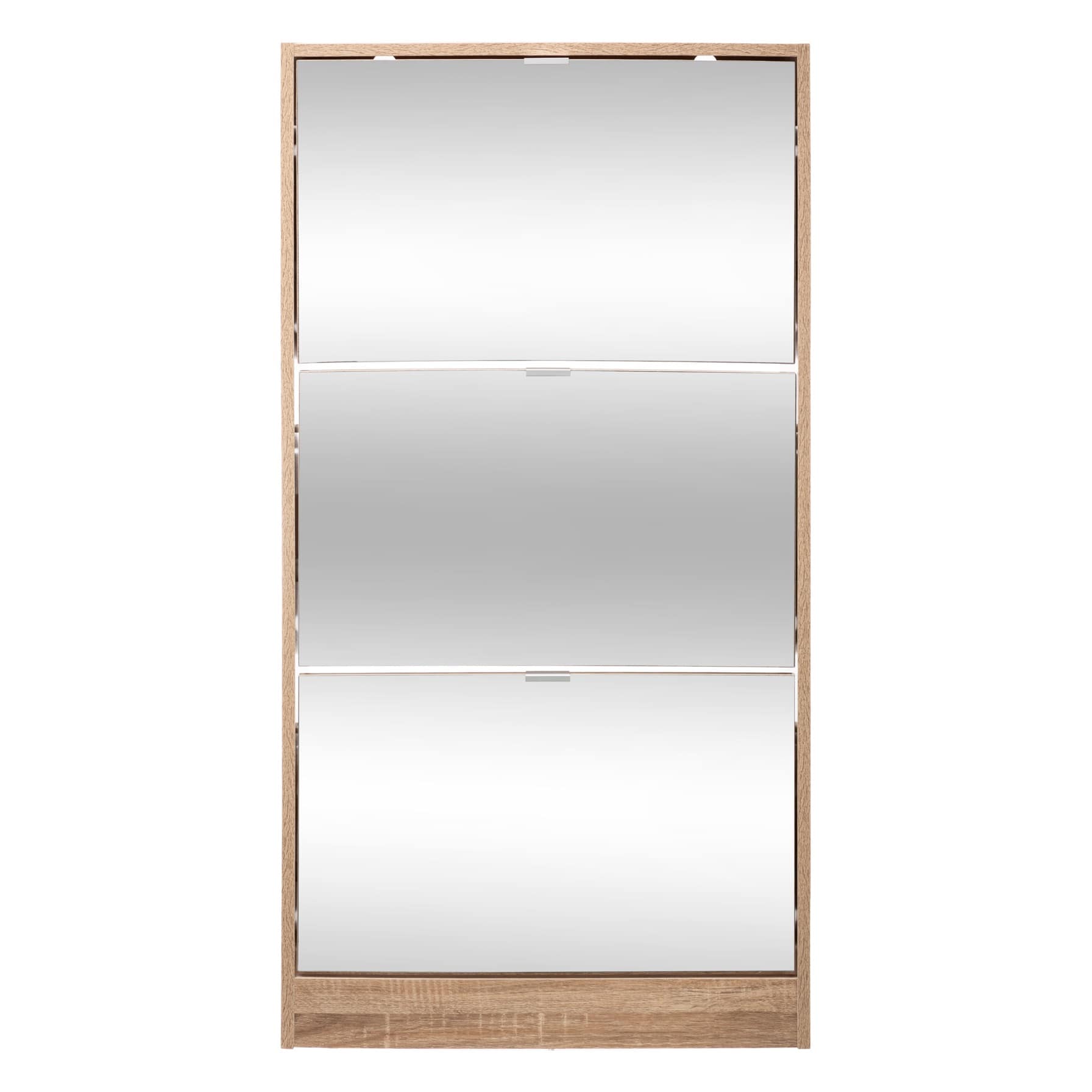 3-Tier Wooden Mirror Shoe Cabinet (59.6 x 23.4 x 118 cm)