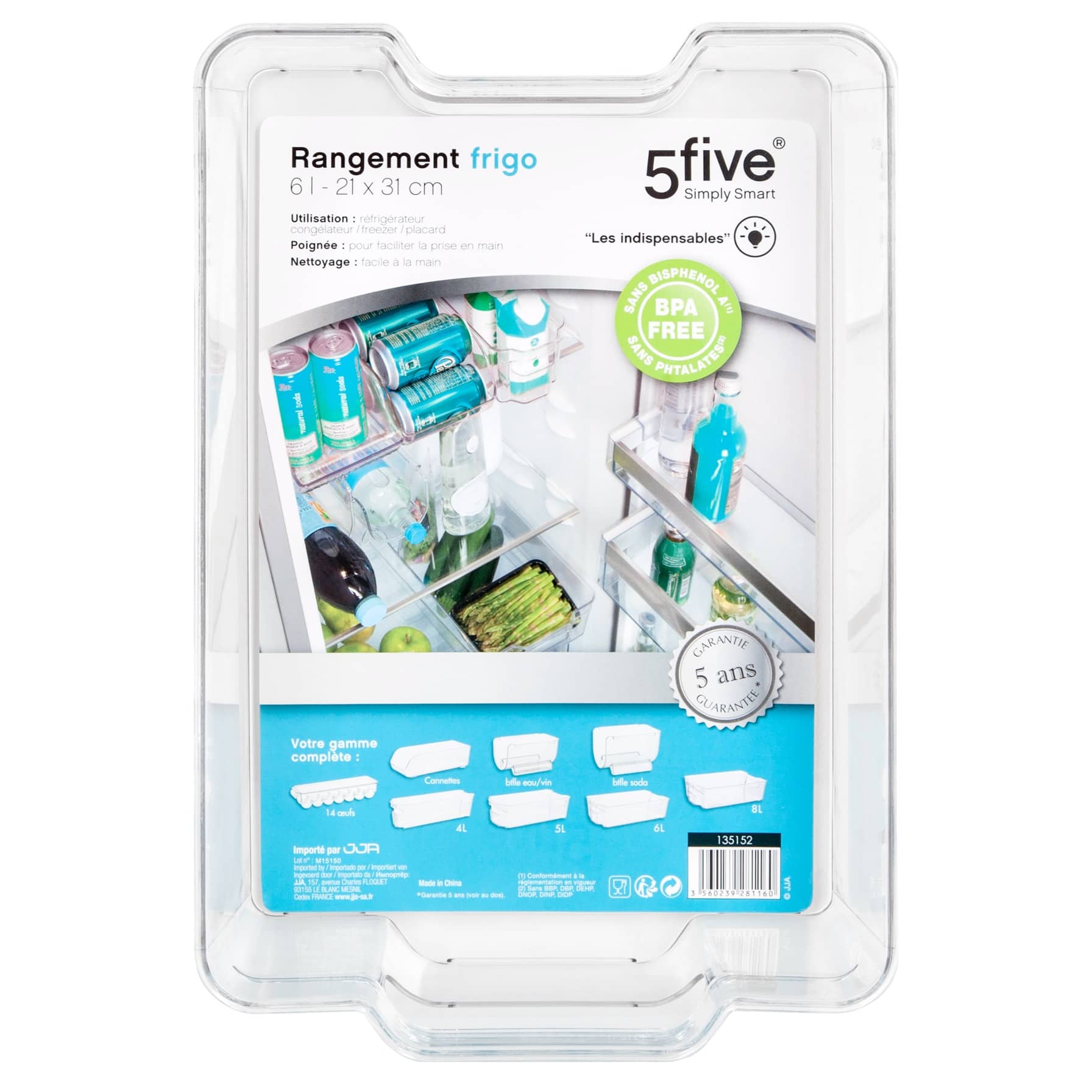 5Five PET Fridge Storage Box (6 L, 21 x 31.5 x 8.8 cm)
