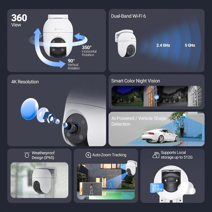 Ezviz Outdoor Wi-Fi Security Camera, CS-C8C (4 K, 8 MP)