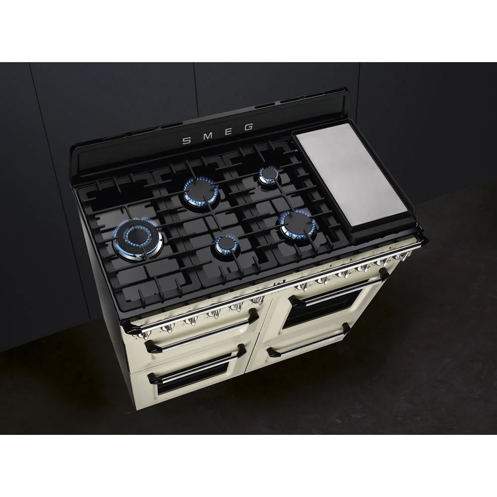 Smeg Victoria Aesthetic Free Standing 7-Burner Combination Gas Cooker W/Multi Chambers Oven, TR4110P1 ( 60 x 110 x 90 cm)