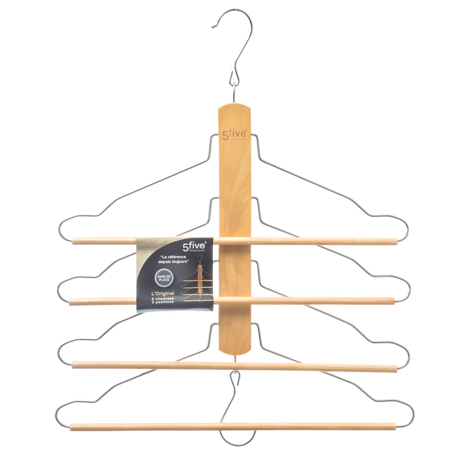5Five Wood 4-Shirt/Pant Hanger (41.7 x 3 x 44.5 cm)