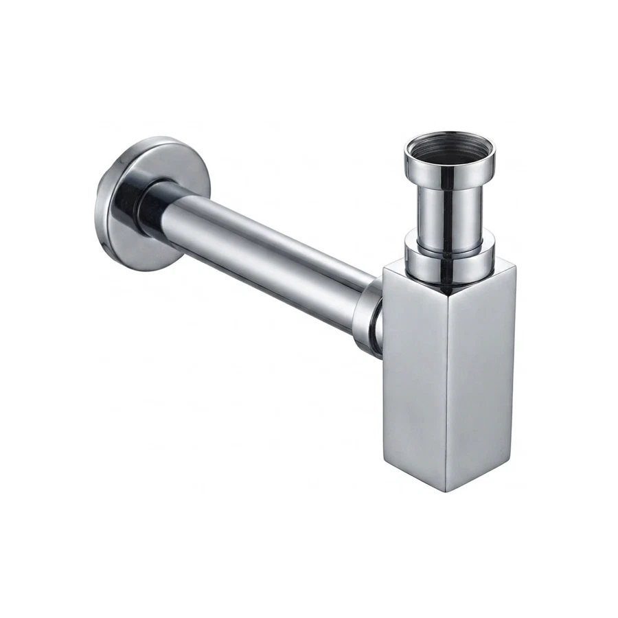 Bold Zinc Square Bottle Trap (Chrome, 1.25 inch x 32 cm)