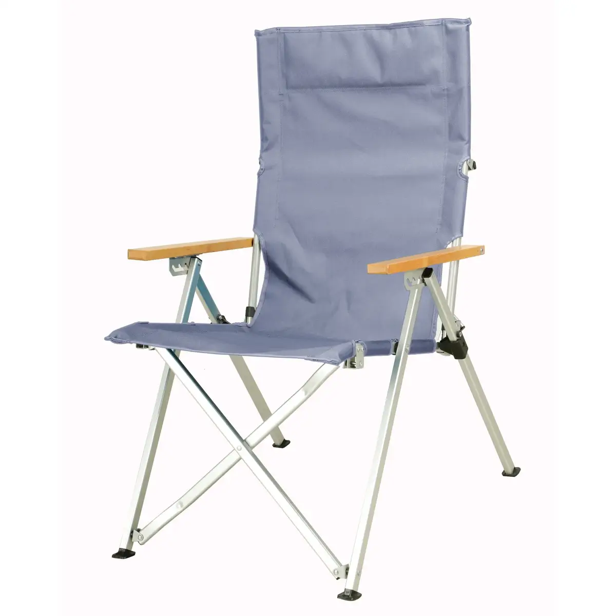 Four Position Camping Chair W/Wood Arm (Grey, 74 x 59.5 x 98 cm)