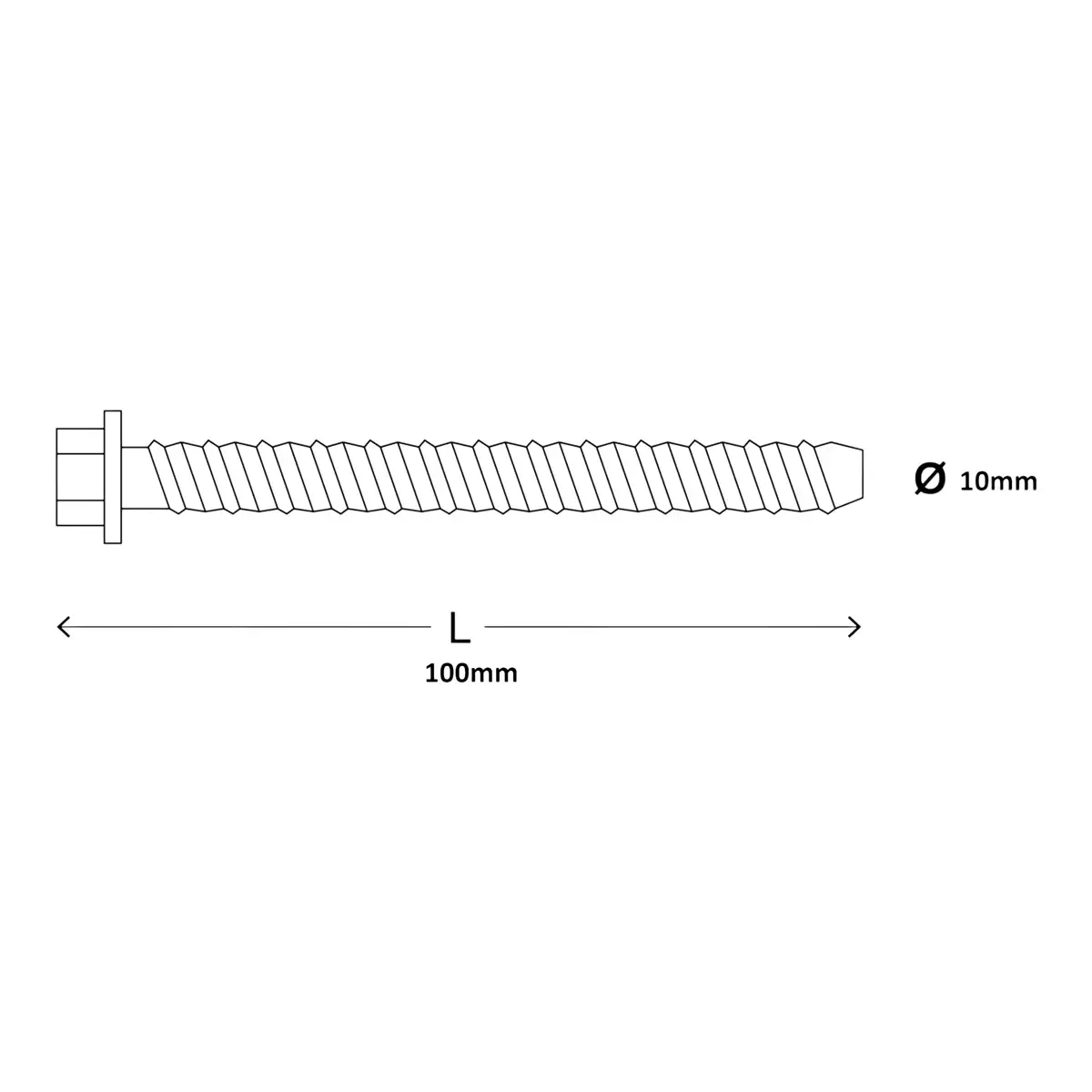 Diall Steel Hex Concrete Screw Pack (Dia. 1.0 x L. 10 cm, 2 Pc.)