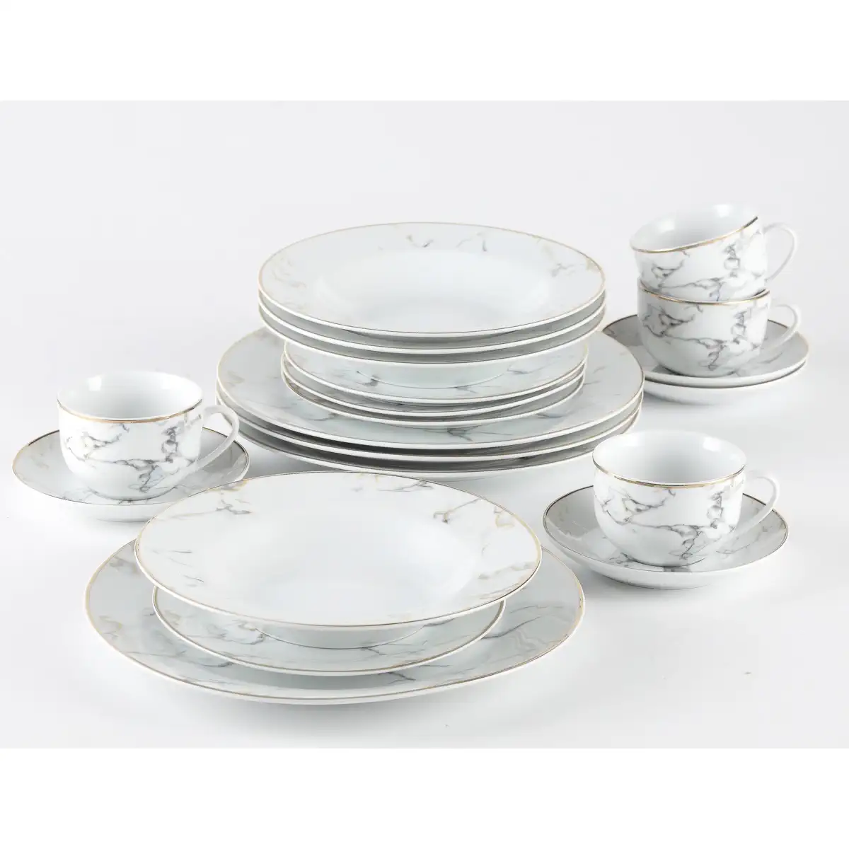 Tia Porcelain Dinner Set with Gold Rim (20 Pc) 