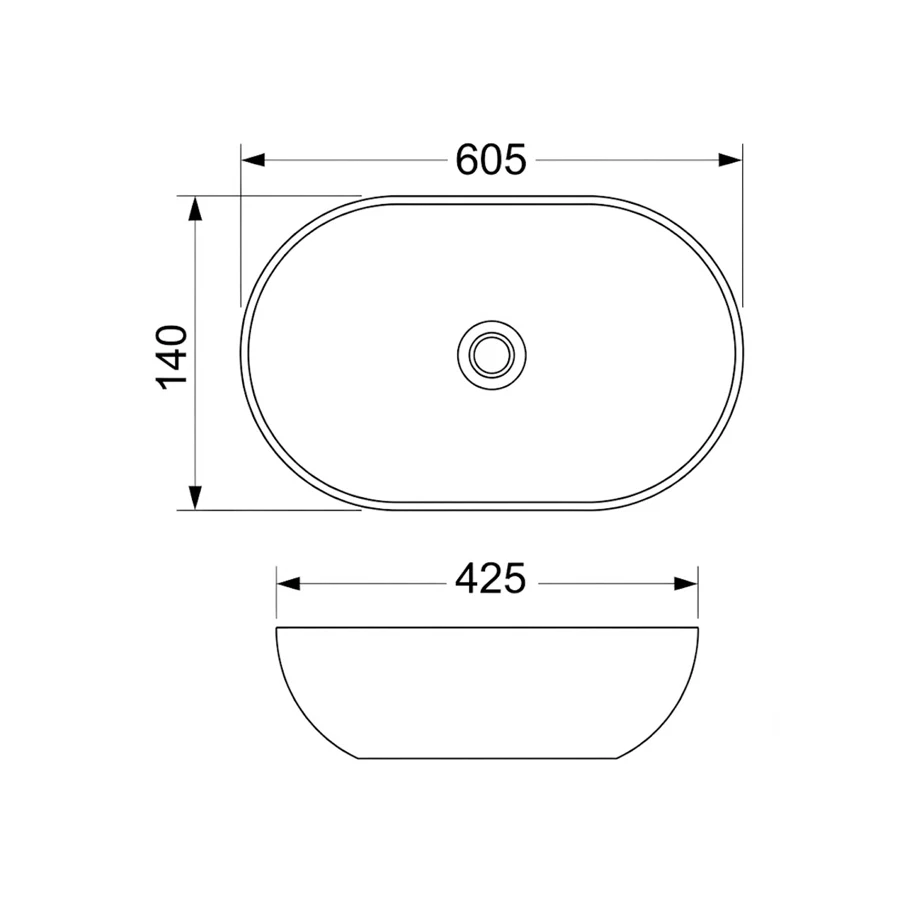 Bold Art Series Slim Euro Counter-Top Basin (Brilliant White)