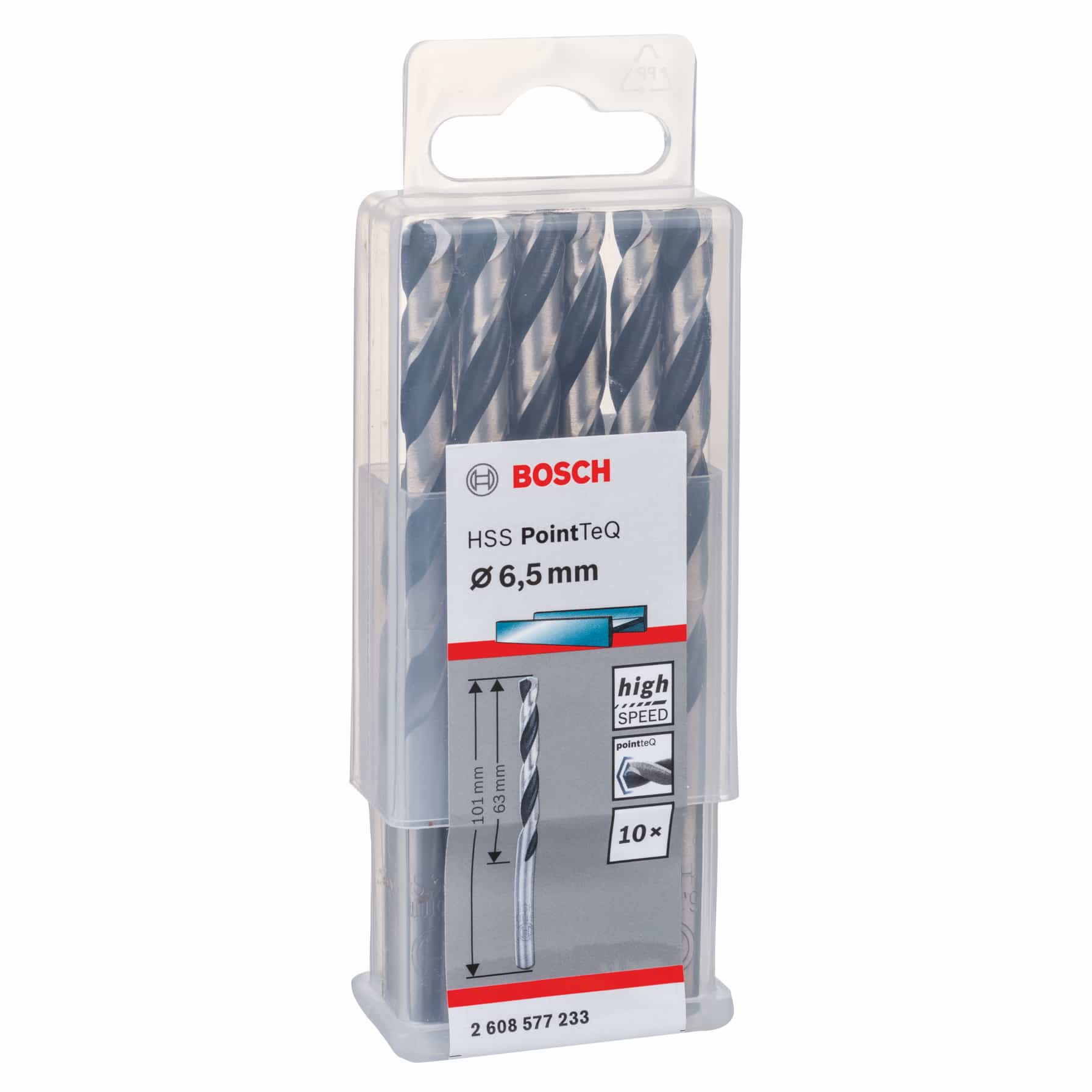 Bosch HSS PointTeq Metal Twist Drill Bit Pack (0.65 x 6.3 x 10.1 cm, 10 Pc.)