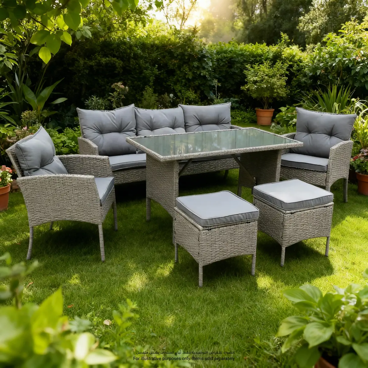 Aspen 7-Seater Rattan Sofa Dining Set (161 x 67 x 78 cm)