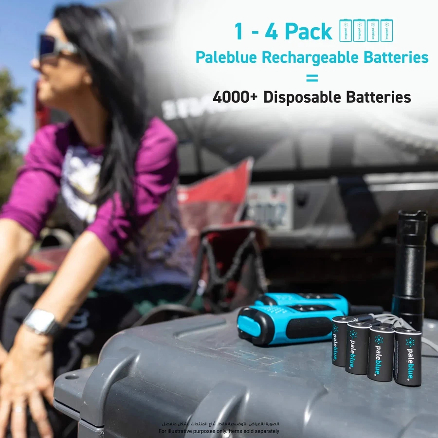 Paleblue USB-C Rechargeable Li-Ion CR123 4-Batteries (3 V)