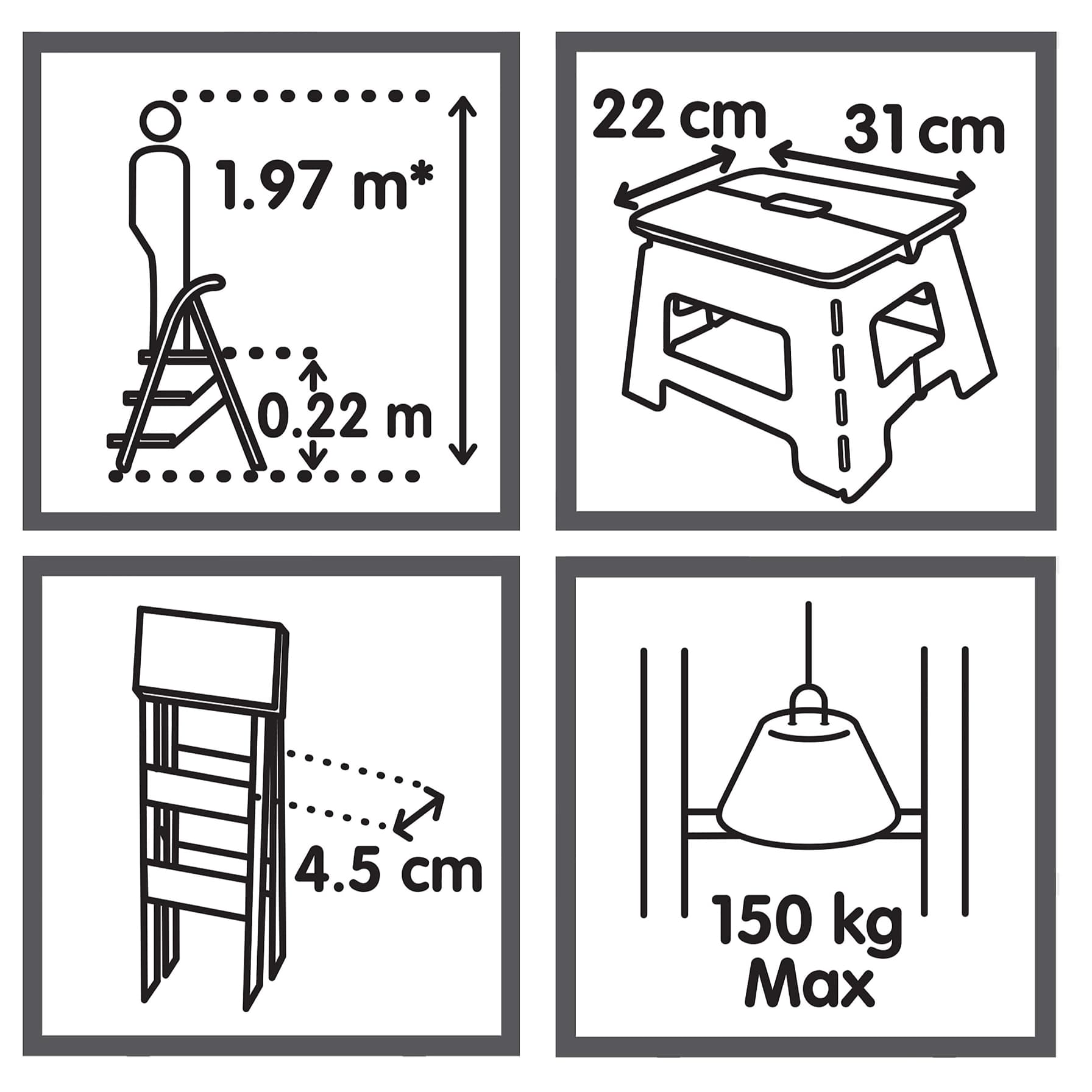 Plastic Folding Step Stool (22 x 4.5 cm)