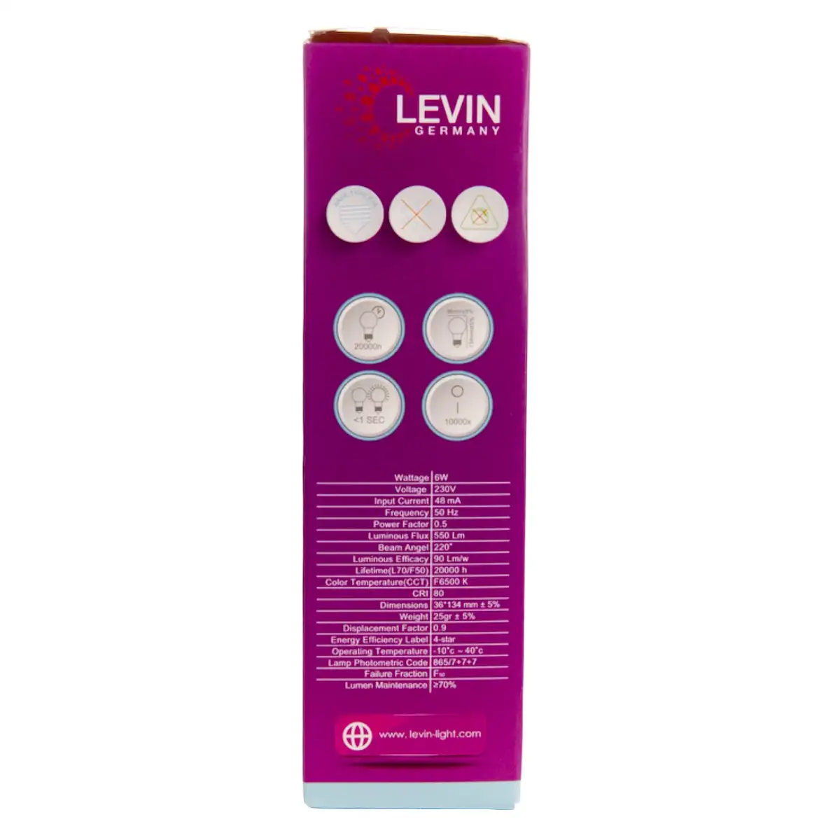 Levin LED C37 E14 Base Candle Bulb Saver Pack (Day Light, 6 W, 6 Pc.)