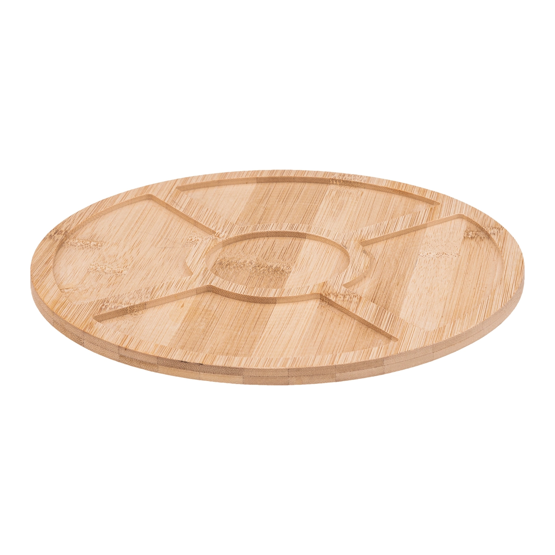 SG Round Bamboo & Porcelain Appetizer Serving Set (6 Pc.)