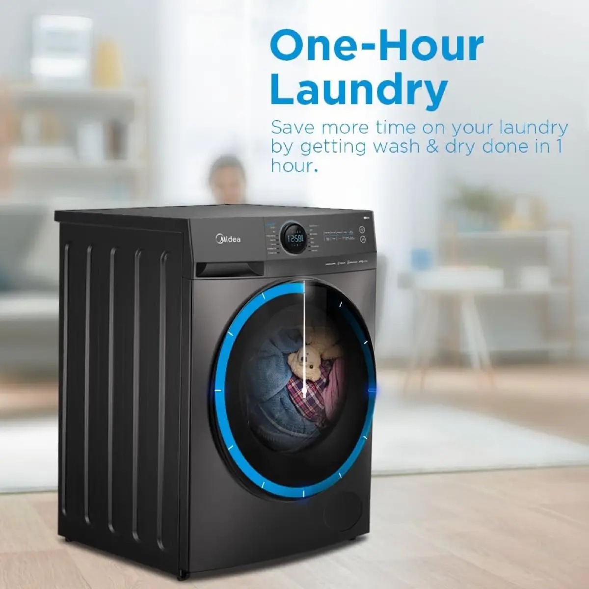 Midea 12 Kg Freestanding Front Load Washer/Dryer, MF200D120WBTGCC (8 Kg dry, 1400 rpm)