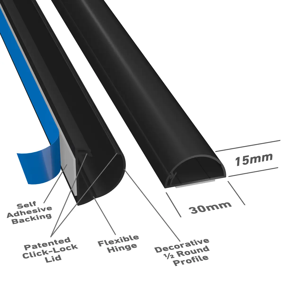 D-Line Half Sphere Trunking (2 m, Black)