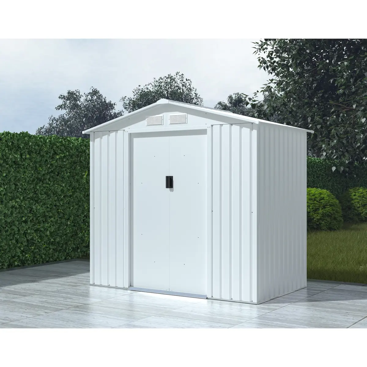 Galvanized Metal Shed (213 x 127 x 195 cm, White)