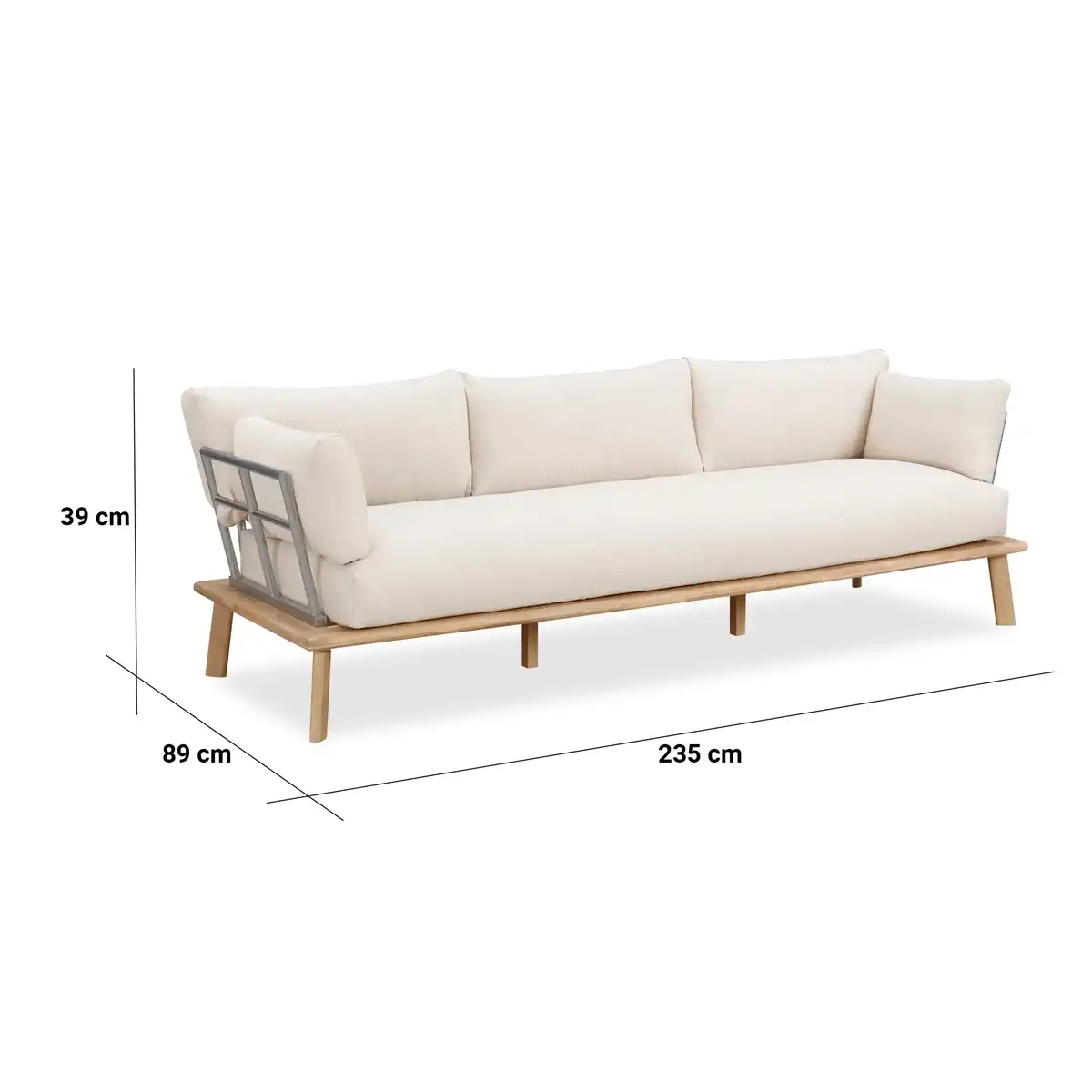Amsterdam Acacia Wood 5-Seater Outdoor Sofa Set W/Cushions (225 x 80 x 65 cm)