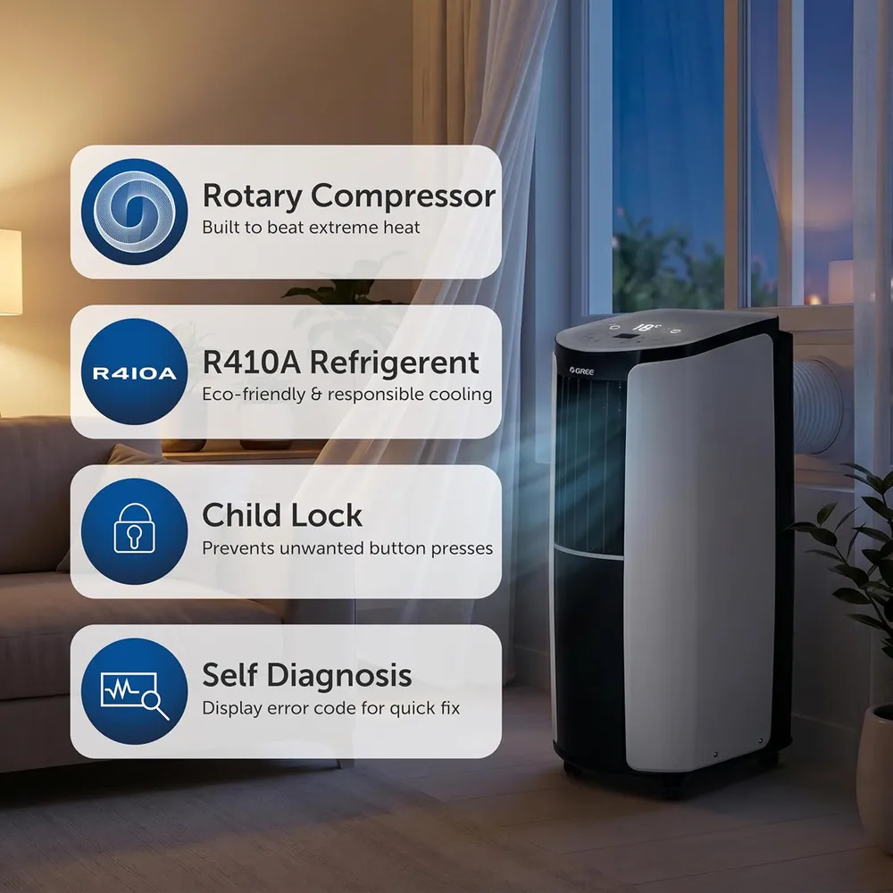 Gree Portable Air Conditioner, R410A Cmatic-S12C1 (1 Ton)
