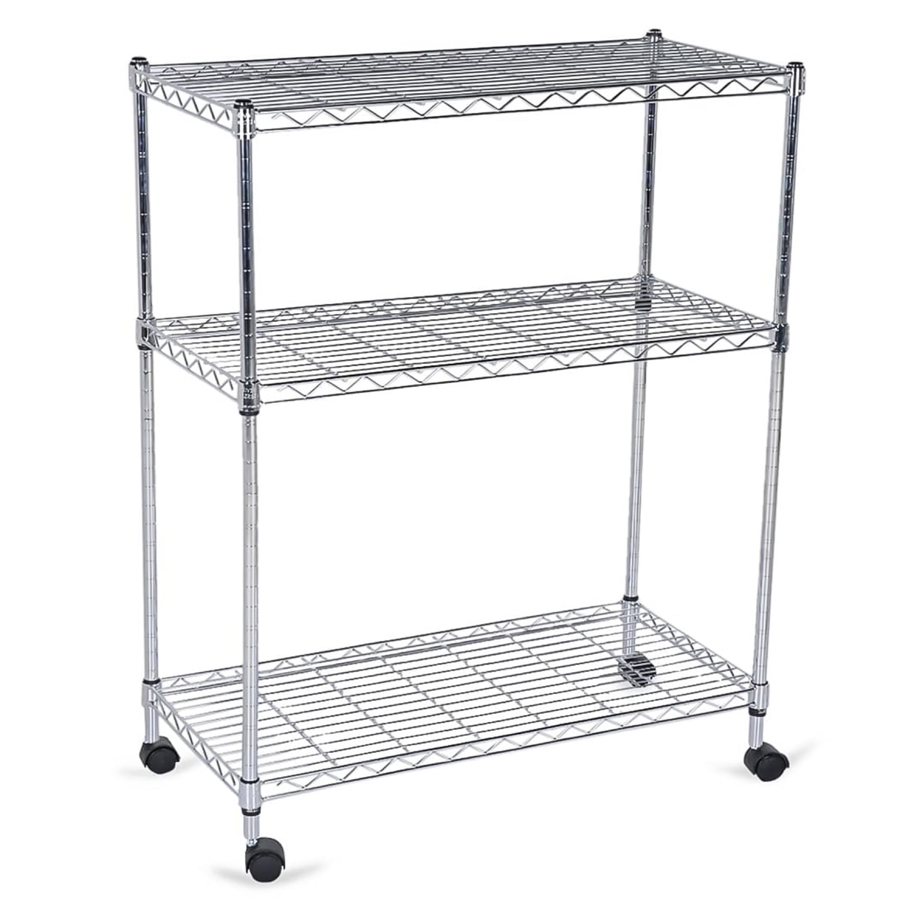 Mobile 3-Shelf Storage Unit (76 x 35.5 x 91 cm, Chrome)
